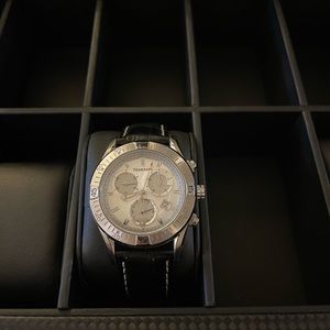 Torneau corporate collection men’s steel silver dial leather strap watch